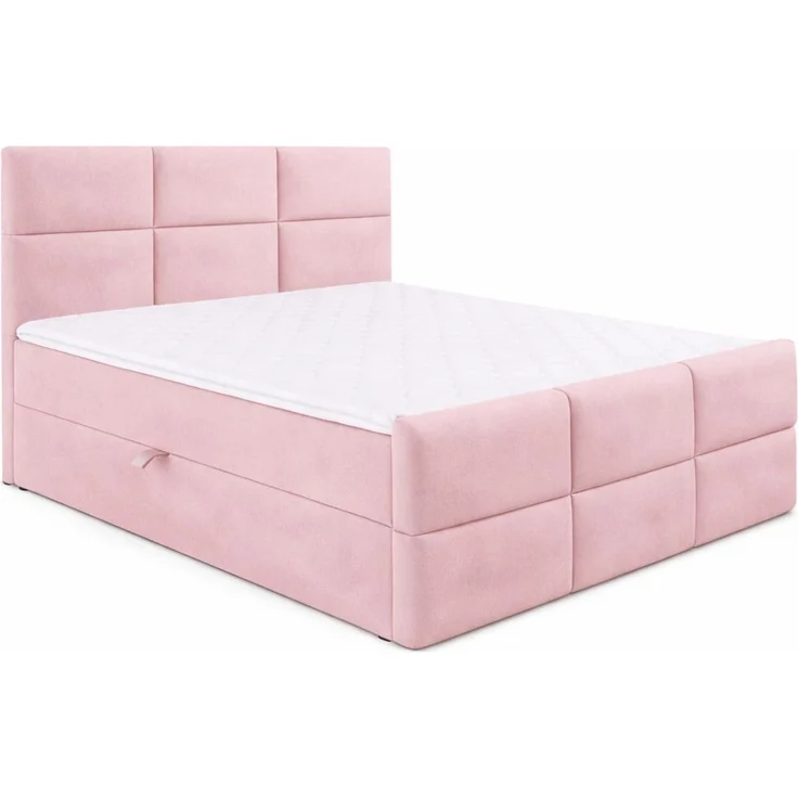 KRISAN MÖBEL Kontinentalbett BELLA 160 x 200 x 108 cm in Rosa Stoff MANILA mit Bettkasten und Topper inklusiv – Bild 1