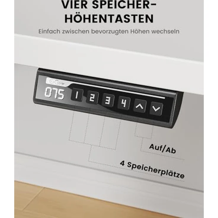 ErGear Höhenverstellbarer Schreibtisch-140x80 cm,100 KG Tragkraft Elektrischer Schreibtisch mit Fortgeschrittenem Bürstenlosem Motor, Leise Funktion, Robuster Metallrahmen, Vierteilige Tischplatte – Bild 7