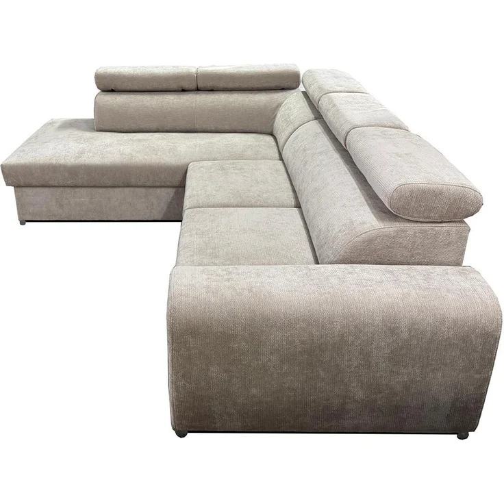 Wohnero24 Ecksofa PAVONE 4 208x263 cm – modernes Chenille Sofa Beige/Hellgrau mit Schlaffunktion 190x125 cm & Bettkasten, verstellbare Kopfstützen – Bild 6