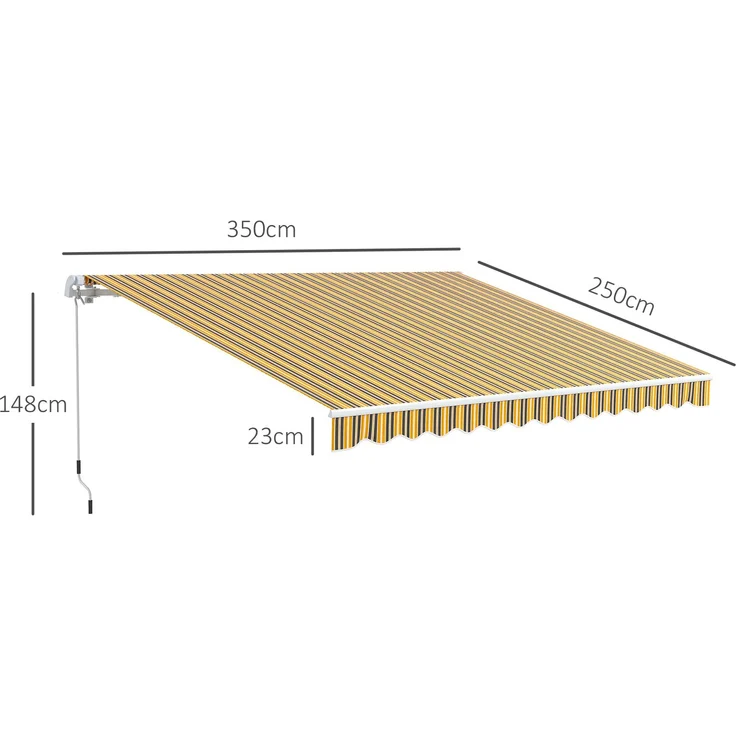 JARDJ Markise mit Kurbelarmen, 350 x 250 cm, Gelb – Bild 5