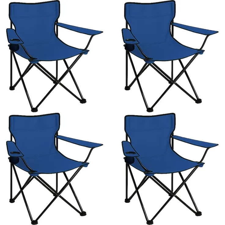 Coemo 4er Set faltbarer Campingstuhl Faltstuhl mit Tragetasche in Blau