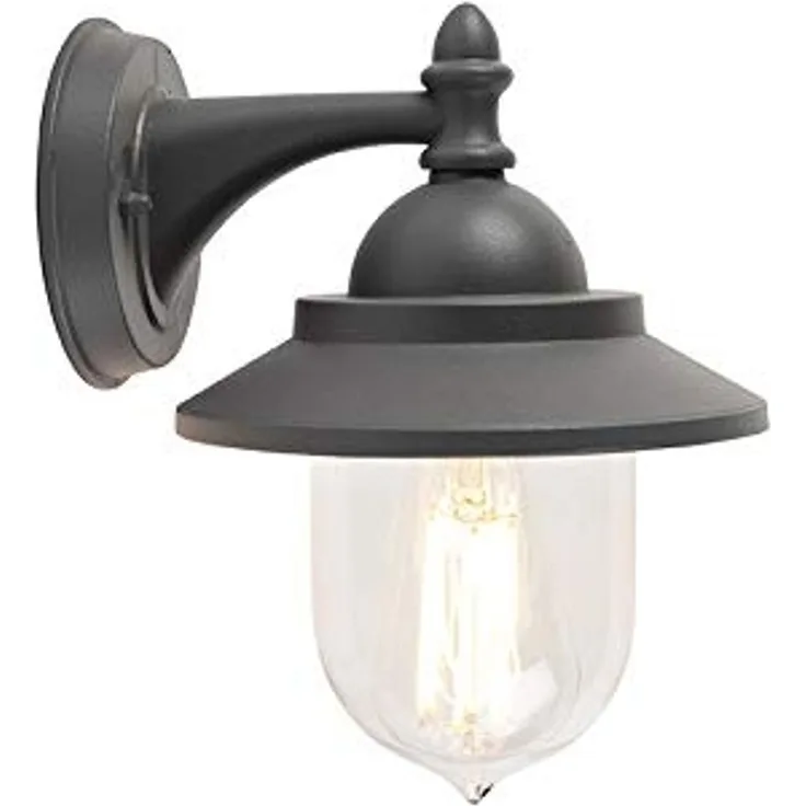 Qazqa Außen-Wandleuchte Oxford, ohne Leuchtmittel, E27, Dunkelgrau, Landhaus, Kunststoff, 1-flammig