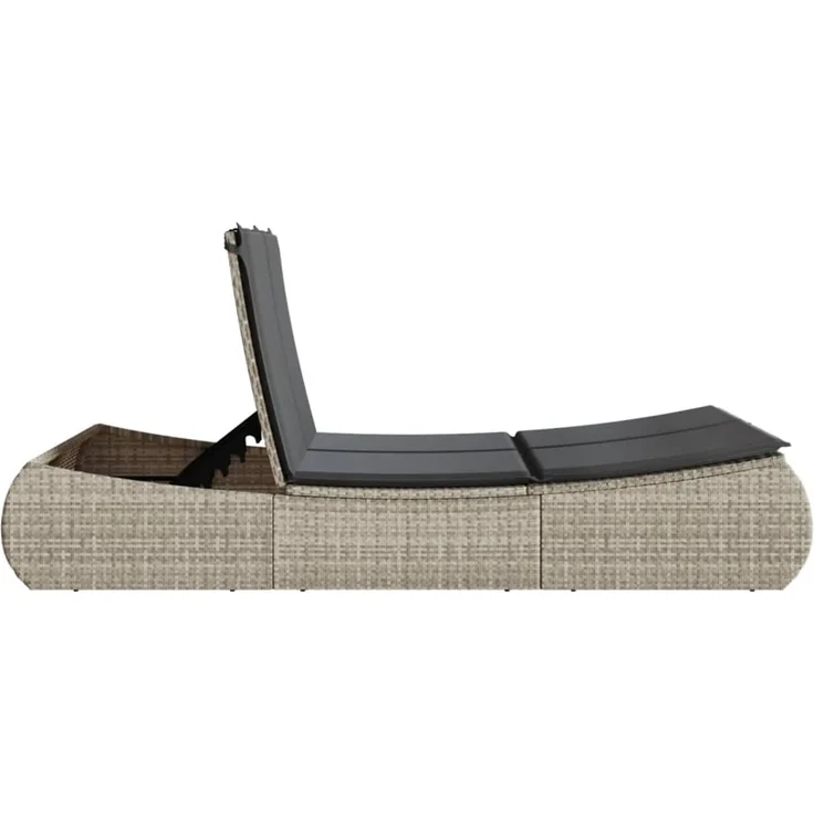 vidaXL Doppel-Sonnenliege mit Kissen Hellgrau Poly Rattan 368095 – Bild 5