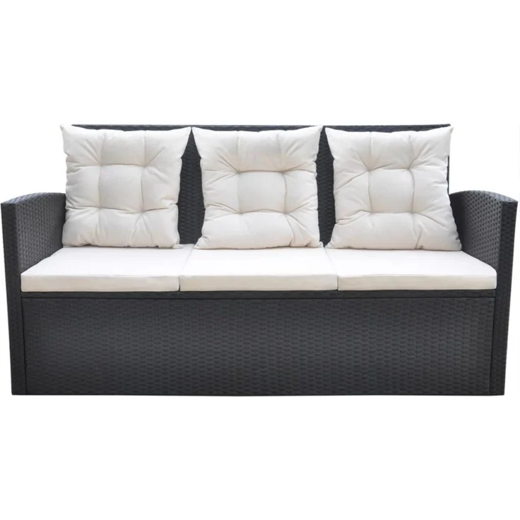 vidaXL 6-tlg. Garten-Essgruppe mit Kissen Poly Rattan Schwarz 42643 – Bild 5