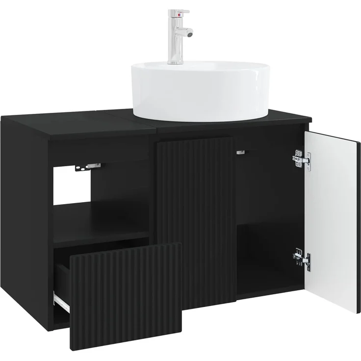 vidaXL Badezimmerschrank-Set 2 stk. Schwarz 79,5 x 44,5 x 82 cm 3404075 – Bild 4
