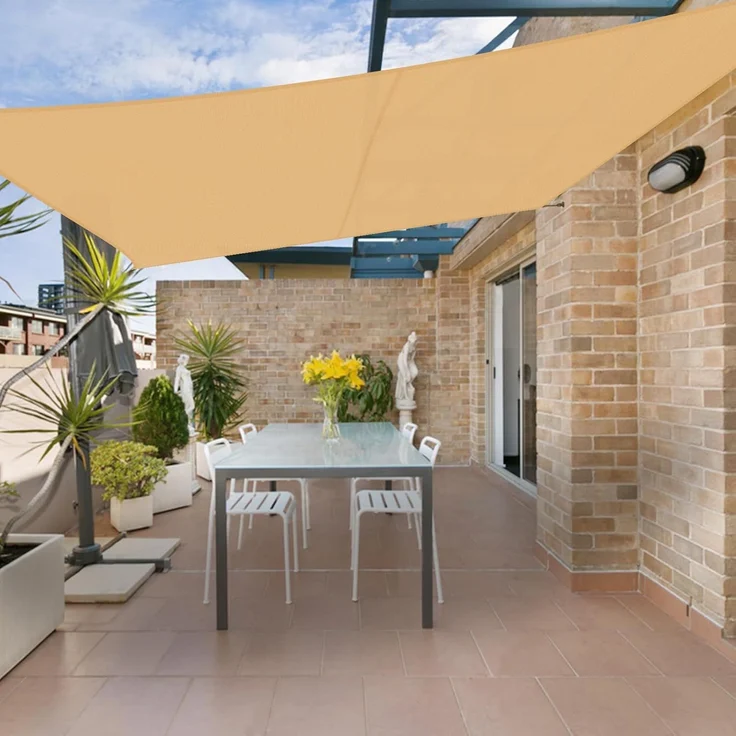 HENG FENG Sonnensegel Wasserdicht Rechteckig 2.5x3 m,Sonnenschutz Wetterfest PES Polyester,Windschutz Wasserabweisend mit 95% UV-Schutz für Balkon Garten Terrasse,Sand