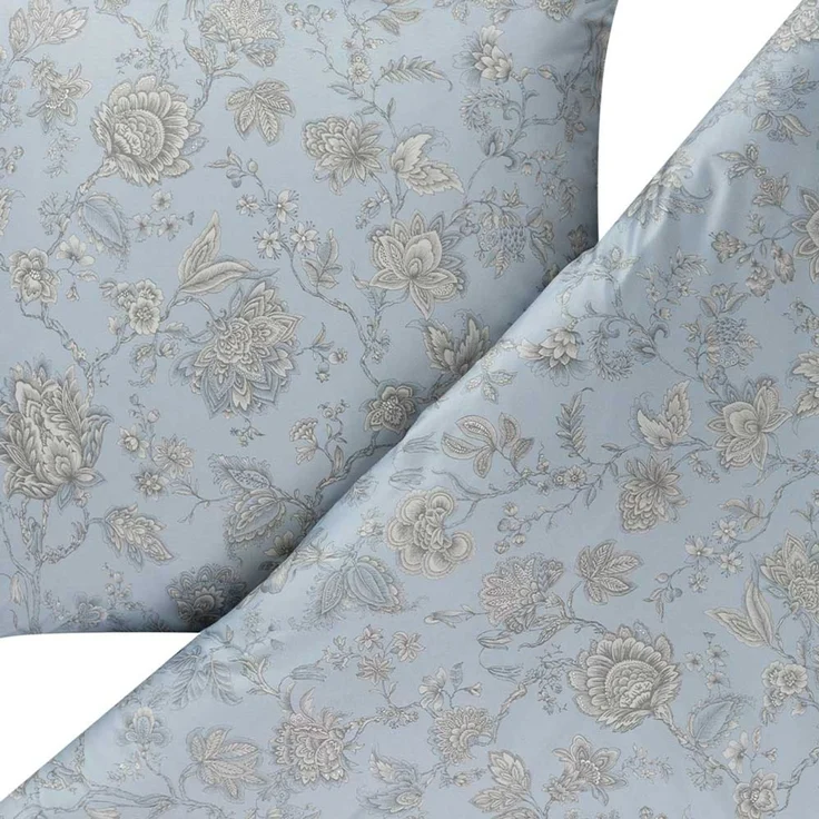 Estella Mako Jersey Bettwäsche 135x200 Valeria graphit Blumen rauchblau 6343-840 – Bild 4