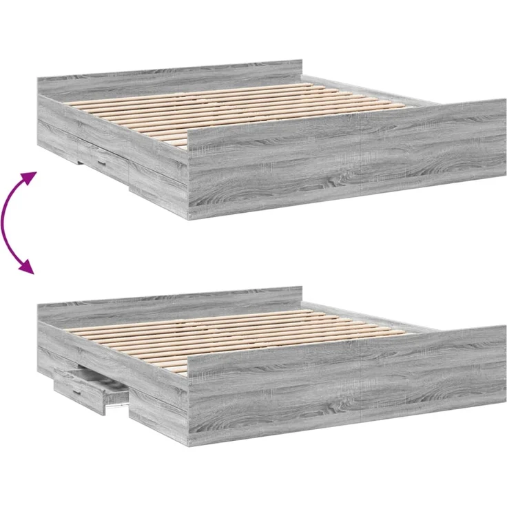 vidaXL Bettgestell mit Schubladen Grau Sonoma 180x200cm Holzwerkstoff 3280277 – Bild 7