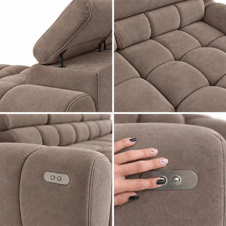 Ecksofa Schlafsofa VELUNIO RELAX in Stoff Salvador Braun Ottomane Links – Bild 2