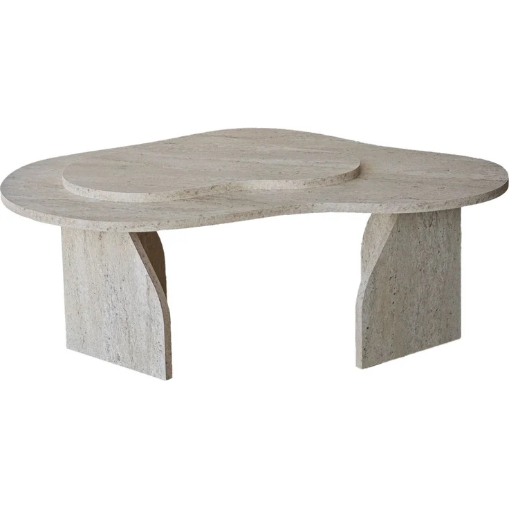 Elegant Coffee Table, Travertine Color, 105 x 35 x 65 cm | 100% Melamine Coated Particle Board, 18 mm Thickness | Stylish Solid Beige & Marble Design – Bild 8