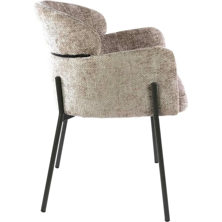 Armstuhl Vura 2er-Set mit Chenille-Bezug und Metallgestell, Sand – Bild 5