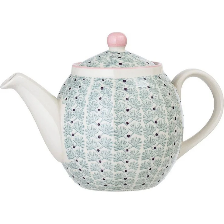 Bloomingville Teekanne Maya Teapot, Green, Stoneware, 1,2L, Keramik, 1x Kanne, Kaffeekanne, Tee, Steingut mit Deckel, grün – Bild 1