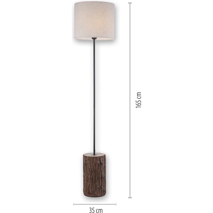 JUST LIGHT 11234-79 LED Stehleuchte Holzdekor Stoffschirm E27 165cm – Bild 5