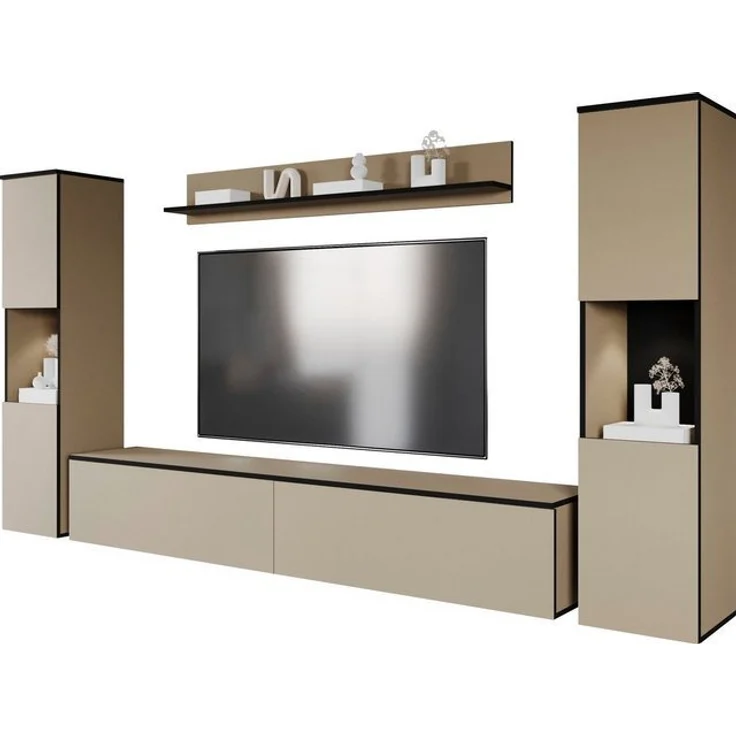 INOSIGN Wohnwand PARIS, (Komplett-Set, 4-St), TV-Wand 260cm breite, grifflose Design, stehend und hängend montierbar – Bild 4