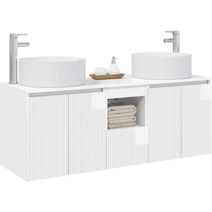 vidaXL Badezimmerschrank-Set 3 stk. Hochglanz Weiß 129 x 44,5 x 80 cm 3405741 – Bild 3
