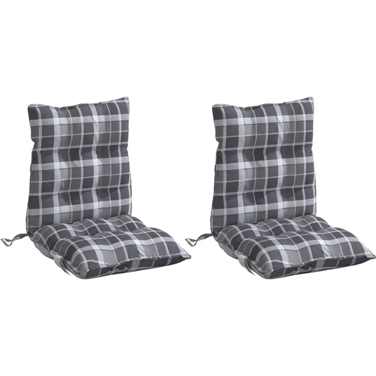 vidaXL Niedriglehner-Auflagen 2 Stk. Grau Karomuster Oxford-Gewebe 377713 – Bild 2