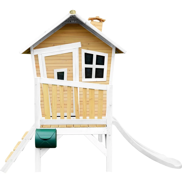 AXI Spielhaus Robin mit weißer Rutsche Stelzenhaus in Braun & Weiß aus FSC Holz für Kinder | Braun, weiß | Holz | 177 cm – Bild 2