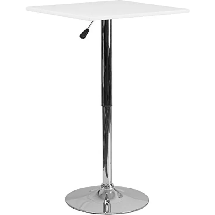 Flash Furniture 23. 75SQ Tisch, Holz, verstellbar, weiß, 60 cm, quadratisch