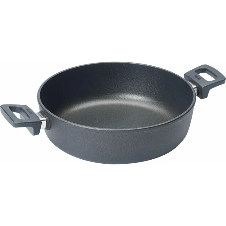 WOLL Guss‑Kasserolle Nowo Titanium Induction Servierpfanne Ø 28 cm × 8 cm (4,5 l), kratz‑ & schnittfest, Aluminium-Handguss mit 9 mm Induktionsboden, alle Herdarten inkl. Induktion, spülmaschinen‑ & backofenfest bis ca. 250 °C,