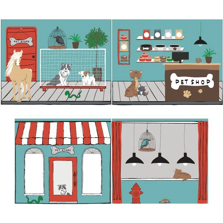 Kinderbett Karolina 210x114x106 Massivholz Natur Textilset Pet Shop – Bild 4