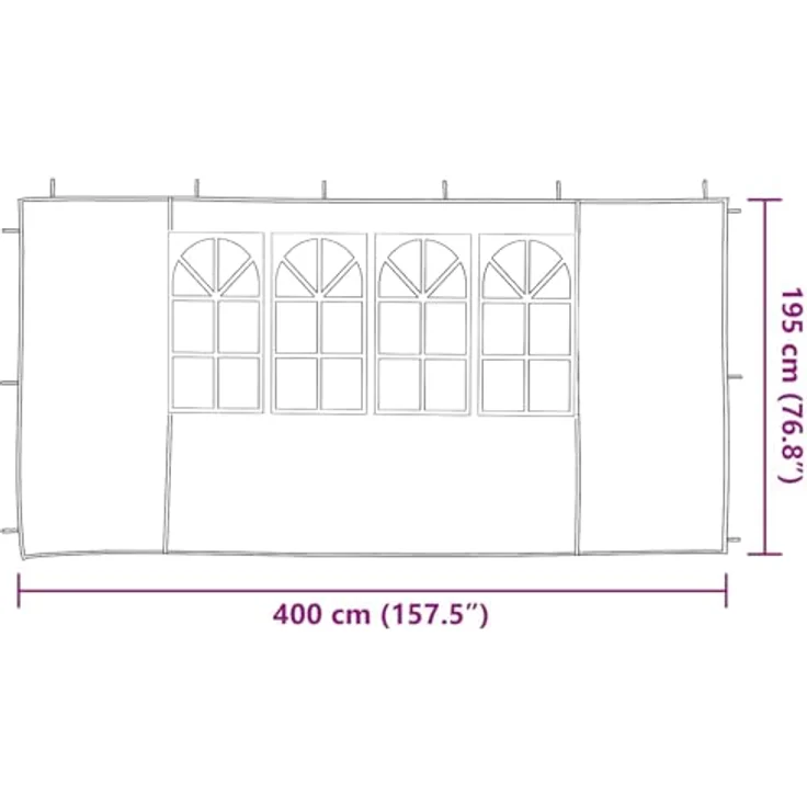 vidaXL Partyzelt-Seitenteil, 2 STK. 400 x 195 cm, Blau, PE und Stahl für elegante Outdoor-Veranstaltungen – Bild 3