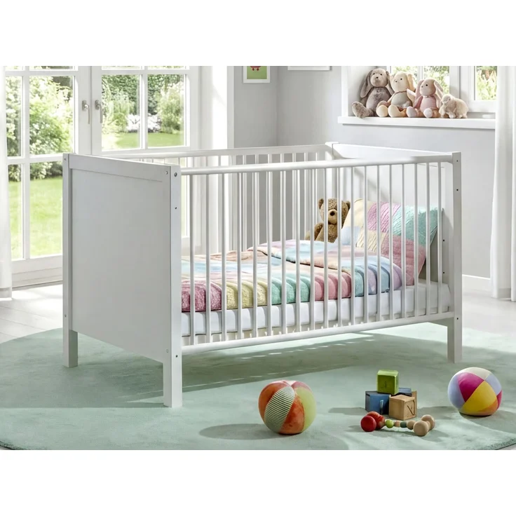 Babyzimmer-Set Kinderzimmer Babybett & Wickelkommode, Landhaus Weiß – Bild 2