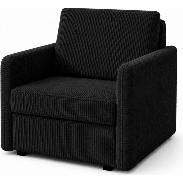 KRISAN MÖBEL Sessel ARIA mit Schlaffunktion 95 × 84 x 95 cm in Schwarz Cordstoff Liegefläche 83 × 190 cm – Bild 1