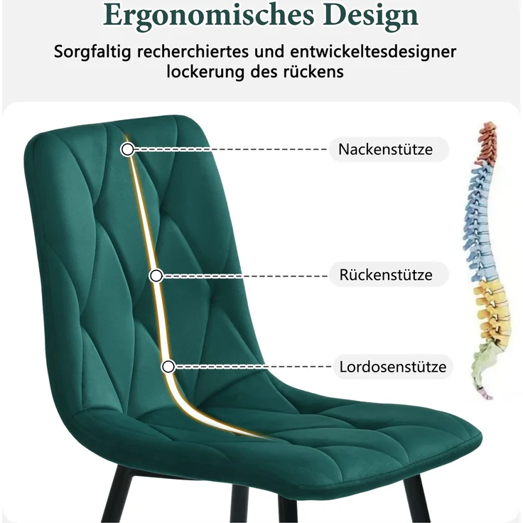 Essgruppe 5-teilig mit Marmoroptik Tisch 117×68 cm & 4 grün Leinenstühlen,Esszimmer-Set für Küche und Wohnzimmer – Bild 5