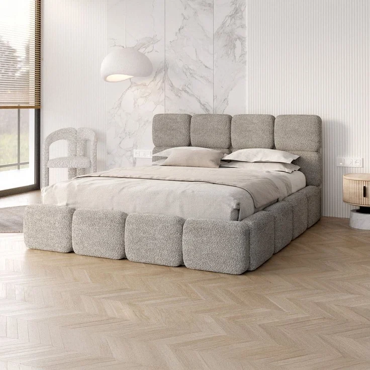 FDM Polsterbett CLOUDY Bettgestell Bett 140x200, 160x200, 180x200 cm Bestseller (verfügbar 140x200 160x200 180x200 cm, Bettrahmen, Bett, mit großen gepolsterten Kopfteil, mit Bettkasten zum aufklappen), Hebbarer Metallrahmen, Bettkasten, ohne Matratze – Bild 5