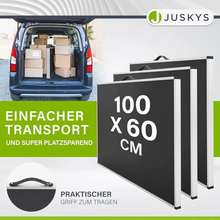Juskys Multifunktionstisch 3 teilig - klappbar, höhenverstellbar - Alu Klapptisch 100x60 cm - Flohmarkt, Tapeziertisch, Campingtisch - Tisch Schwarz – Bild 8