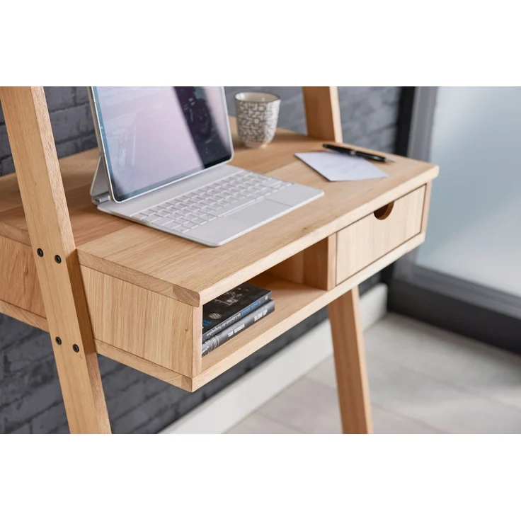 Regal-Schreibtisch >Max< in Eiche, Massivholz - 69x170x48cm (BxHxT) – Bild 3