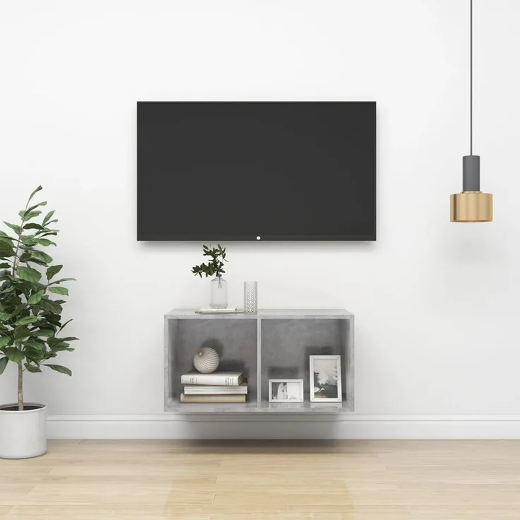 TV-Wandschrank, TV-Hängeboard Fernsehschrank Betongrau 37x37x72 cm Holzwerkstoff
