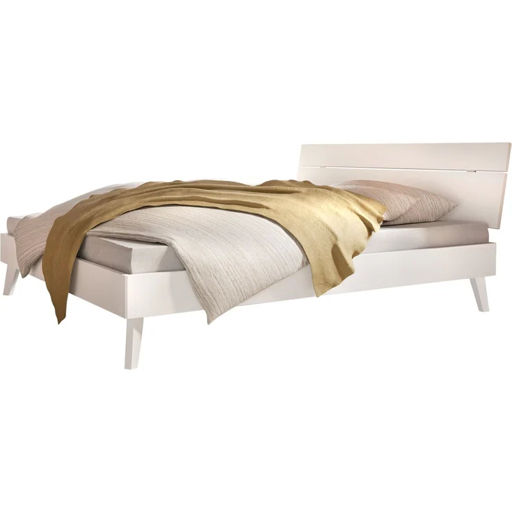 Hasena Designbett Floris Trento Weiß mit Schrägfüßen 160x200 cm, Fußhöhe 20 cm MDF weiss deckend – Trento – Bild 1