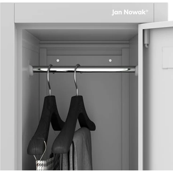 Jan Nowak Spind Metall Schliessfachschrank 2 Fächer Metallschrank abschliessbar 30 x 172 x 45 cm Sozialschrank mit Belüftung Kleiderstange für Personalraum – Bild 5