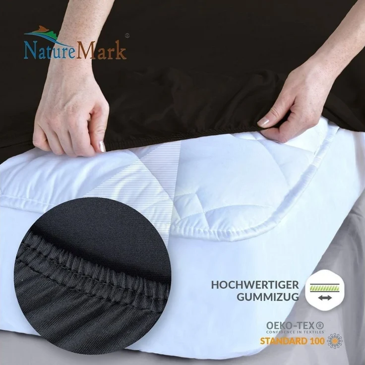 NatureMark - Mikrofaser SPANNBETTLAKEN zum Sparpreis! viele Größen und Farben Markenware (90x200-100x200 cm, schwarz) – Bild 2