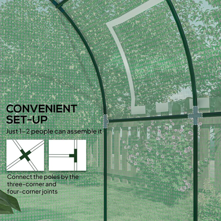 Outsunny Folientunnel, Stahl, Kunststoff, Grün, 180L x 180B x 200H cm – Bild 7