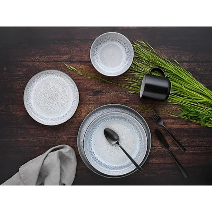 Creatable Kombiservice, 30-teiliges Geschirrset aus Keramik, hellgrau, lebensmittelecht, 300 ml – Bild 4