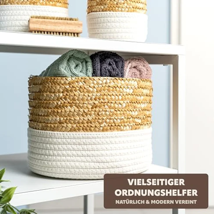 bremermann Aufbewahrungskorb bremermann Aufbewahrungskorb aus Baumwolle/Strohgeflecht Ø 24 cm (Stück, 1 St) – Bild 3