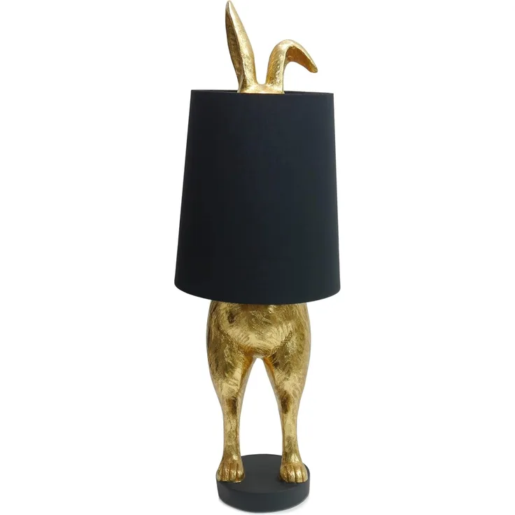 Tisch Lampe Hase 74cm schwarz gold Steh Leuchte Deko Tier große Design Bunny