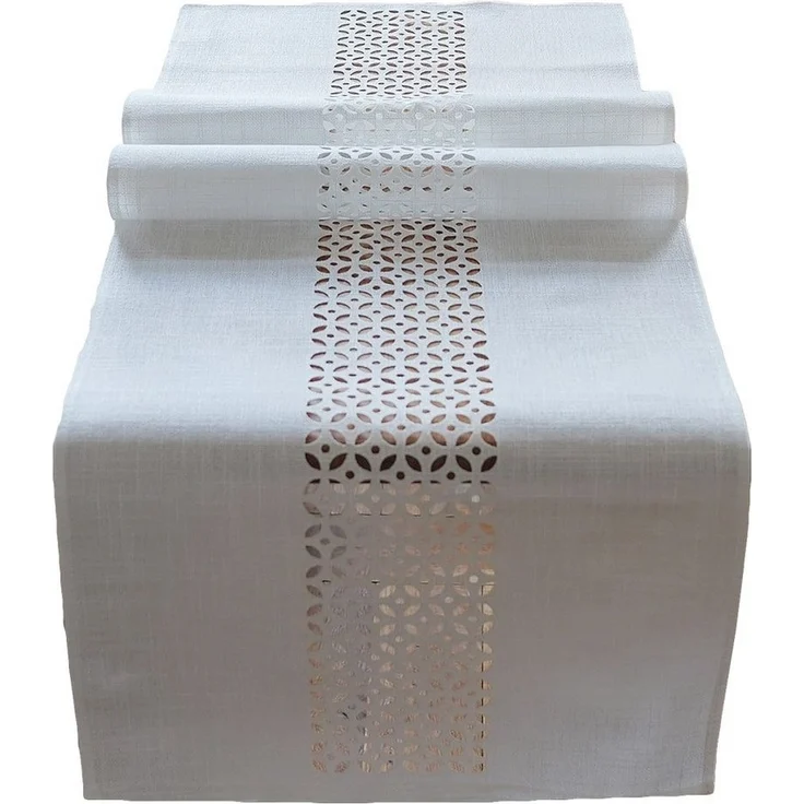 matches21 HOME & HOBBY Tischdecke Tischläufer Durchbrochene Ornamente wollweiß 40x140 cm (1-tlg) – Bild 3