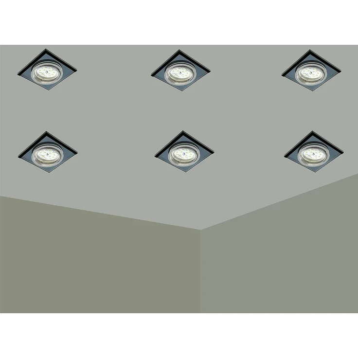 TRANGO LED Einbauleuchte, 3 Stufen dimmbar, 6er Set 6736S-06MOSD *BLACK CRYSTAL* LED Deckenstrahler aus schwarzem handgeschliffenem Glas & Alu inkl. 6x 3-Stufen dimmbar Ultra Flach LED Modul, 3000K warmweiß, Einbauspot, Deckenleuchte – Bild 3