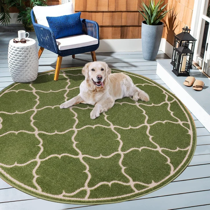 Sanat 'Berlin' Teppich, Höhe: 6 mm, In -und Outdoor geeignet, Grün, 150 cm Rund – Bild 2