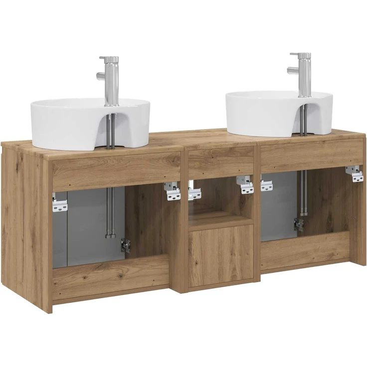 vidaXL Wandmontiertes Badezimmerschrank-Set 3 stk. Artisan-Eiche 3405686 – Bild 8