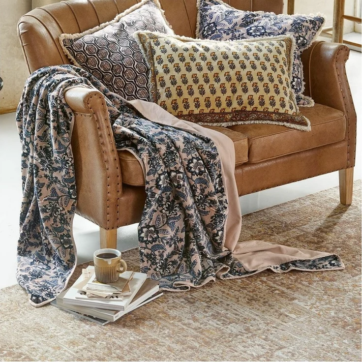 Mirabeau Tagesdecke Plaid Elarion altrosa/blau – Bild 2