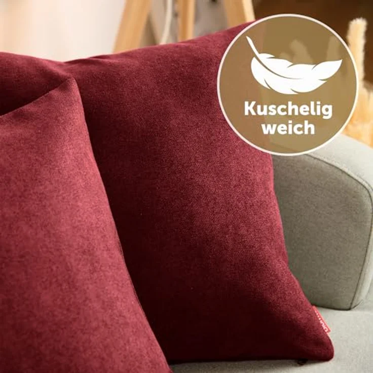 Blumtal Kissenbezug Chenille - Kuscheliges Zierkissen, (2 Stück), mit verstecktem Reißverschluss im praktischen Set – Bild 3