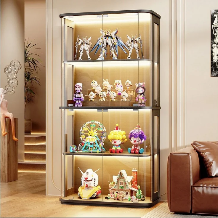 BROTTAR Glasvitrine im Runddesign 4 Ebenen mit LED Beleuchtung & Sensor (1-St) Vitrine für Figuren und Sammlungen – Bild 2