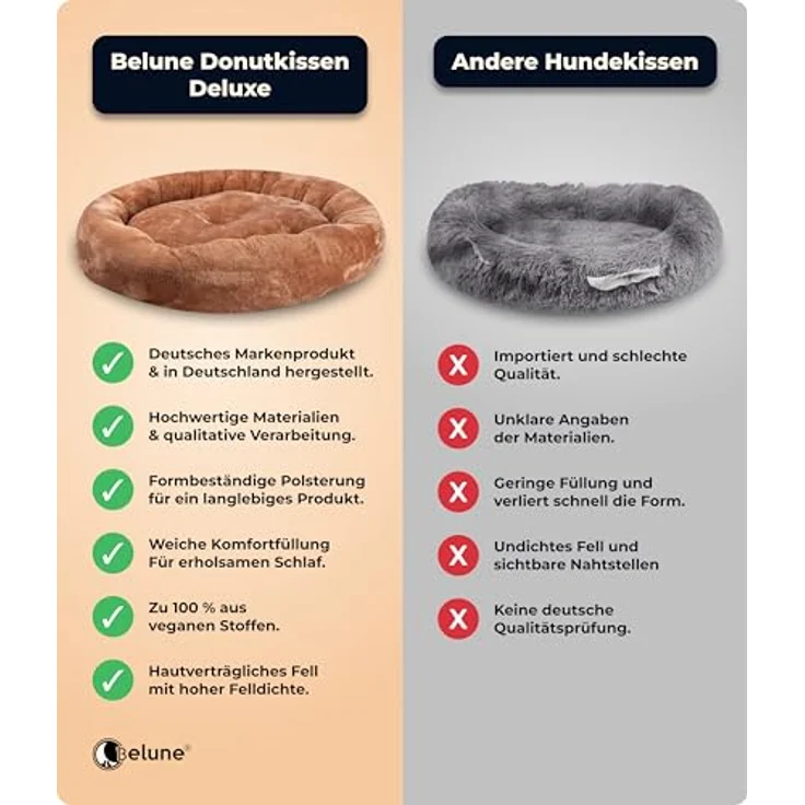 Belune Tierbett Deluxe - kuschelweiches Donutkissen - Made in Germany, vegane Materialien, verschiedene Größen und Farben, extra gemütlich, Made in Germany – Bild 8