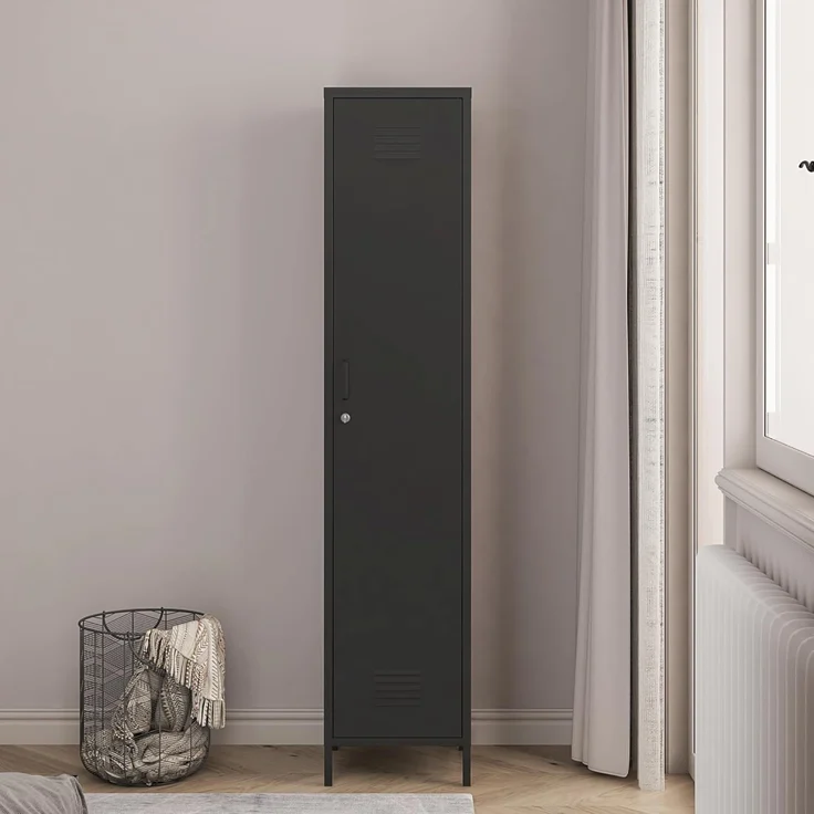 Kleiderschrank Seinäjoki 180x38x38 cm Schwarz [en. casa] – Bild 3
