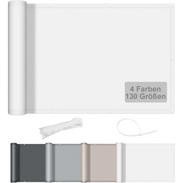 AXT SHADE Benutzerdefinierte Größe Balkon Sichtschutz Wetterfest 140x200 cm Balkonverkleidung Balkonabdeckung Balkonbespannung Blickdichte Windschutz und UV-Schutz für Balkon-Weiß