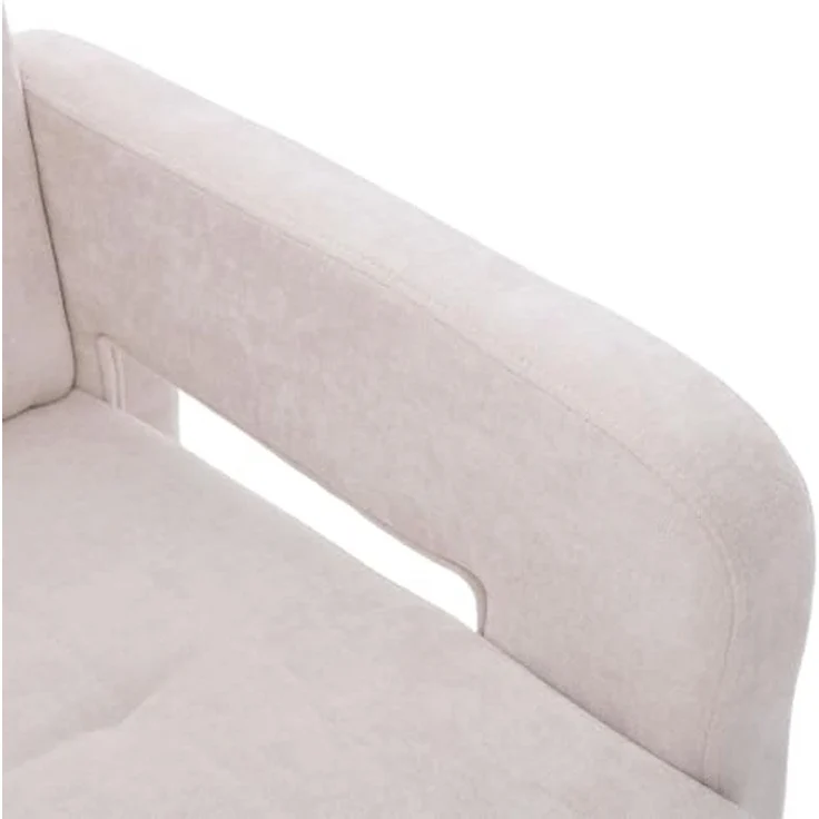 FurnitureR Relaxsessel mit Beistelltisch und Aufbewahrungskorb, Moderner Einzelsessel mit Armlehnen und Rundem Couchtisch 45 cm, Wohnzimmer Möbel Set im Minimalistischen Design, Beige – Bild 5